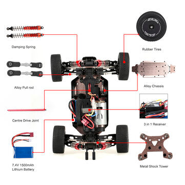 1/14 2.4G 4WD High Speed Racing RC Car Vehicle Models 60km/h Two Battery 7.4V 2600mAh