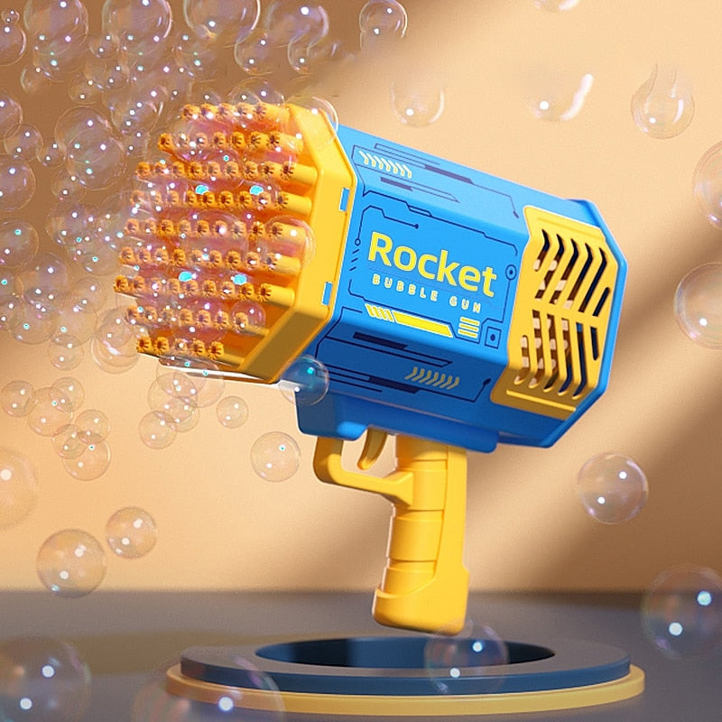 Bubble Gun, Bubble Machine for Kids, 69 Holes Rocket Bubble with 20 Packs  of Bubble Solution, Bubble Launcher Children's Toys